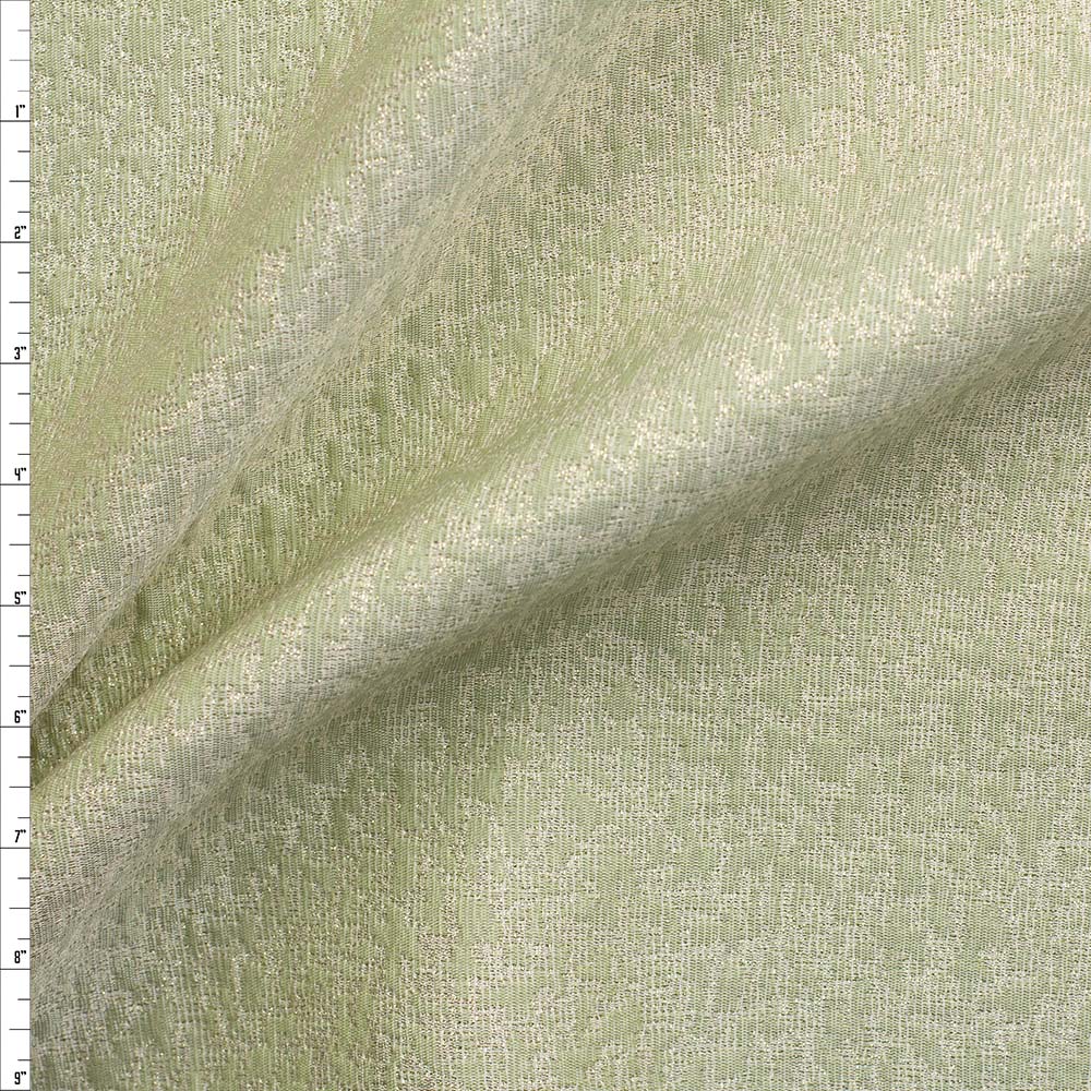 Sage, Ivory, and Metallic Gold Textured Designer Brocade Fabric By The Yard