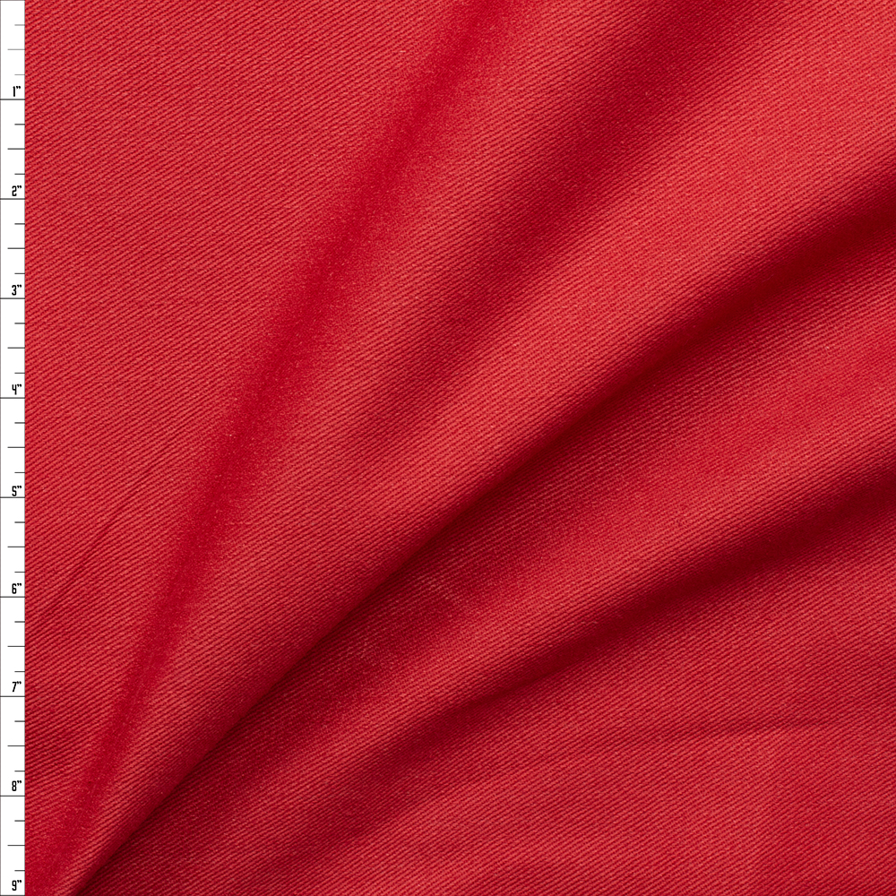 Crimson Red 10 oz. Cotton Bull Denim Fabric By The Yard