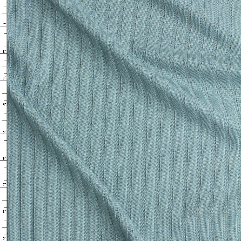 Dusty Seafoam Midweight Rayon Stretch Rib #26972 Fabric By The Yard