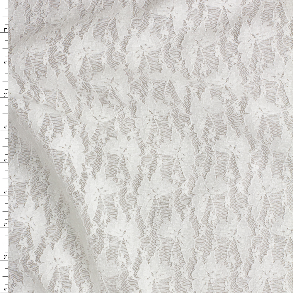Offwhite Butterfly  Designer Stretch Lace #26987 Fabric By The Yard