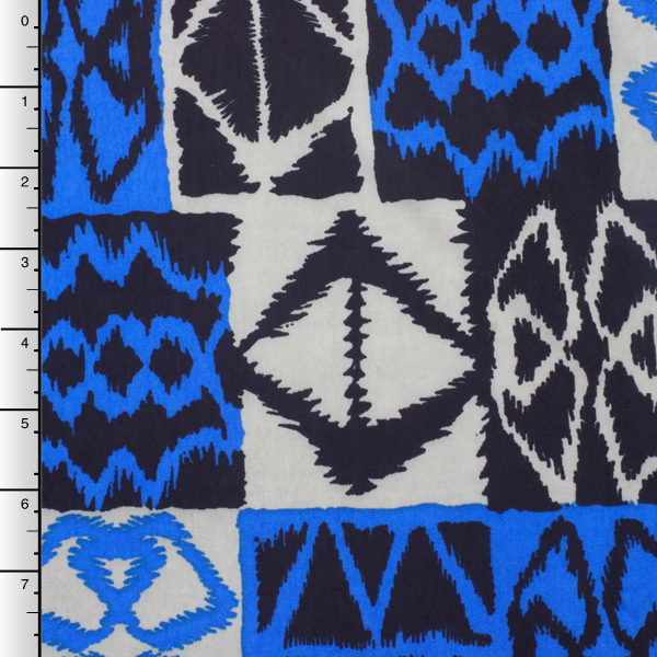 Silver, Blue, and Navy Island Checkers ITY Knit Print