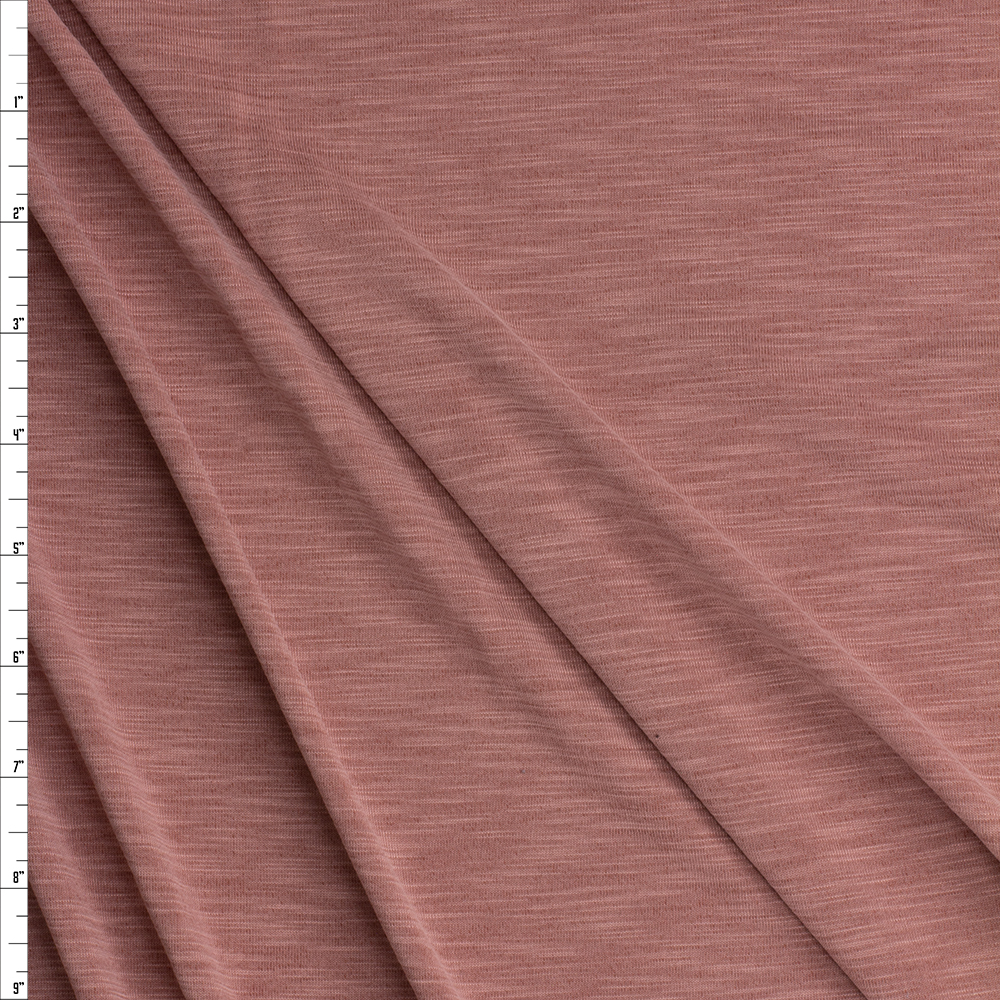 Dusty rose Sand Washed Slubbed Poly/Modal Knit Fabric By The Yard