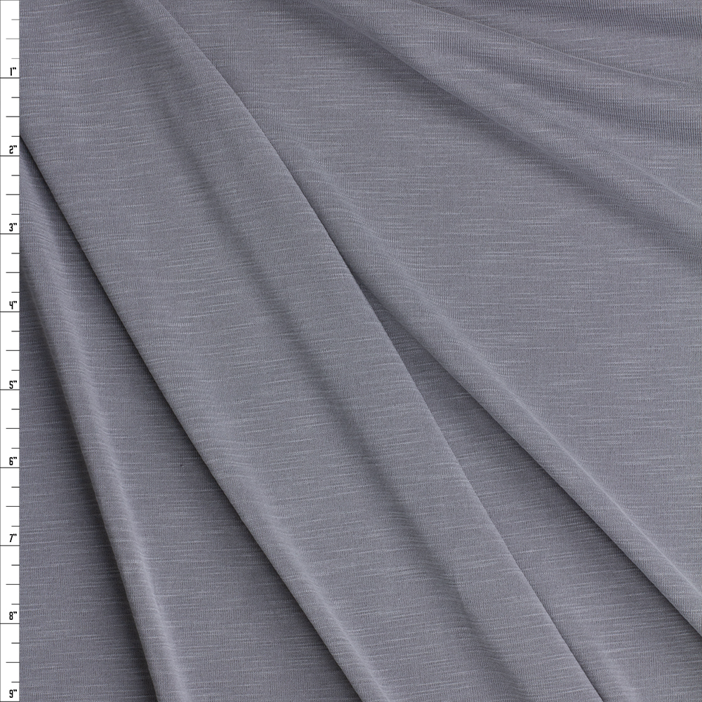 Grey Sand Washed Slubbed Poly/Modal Knit Fabric By The Yard