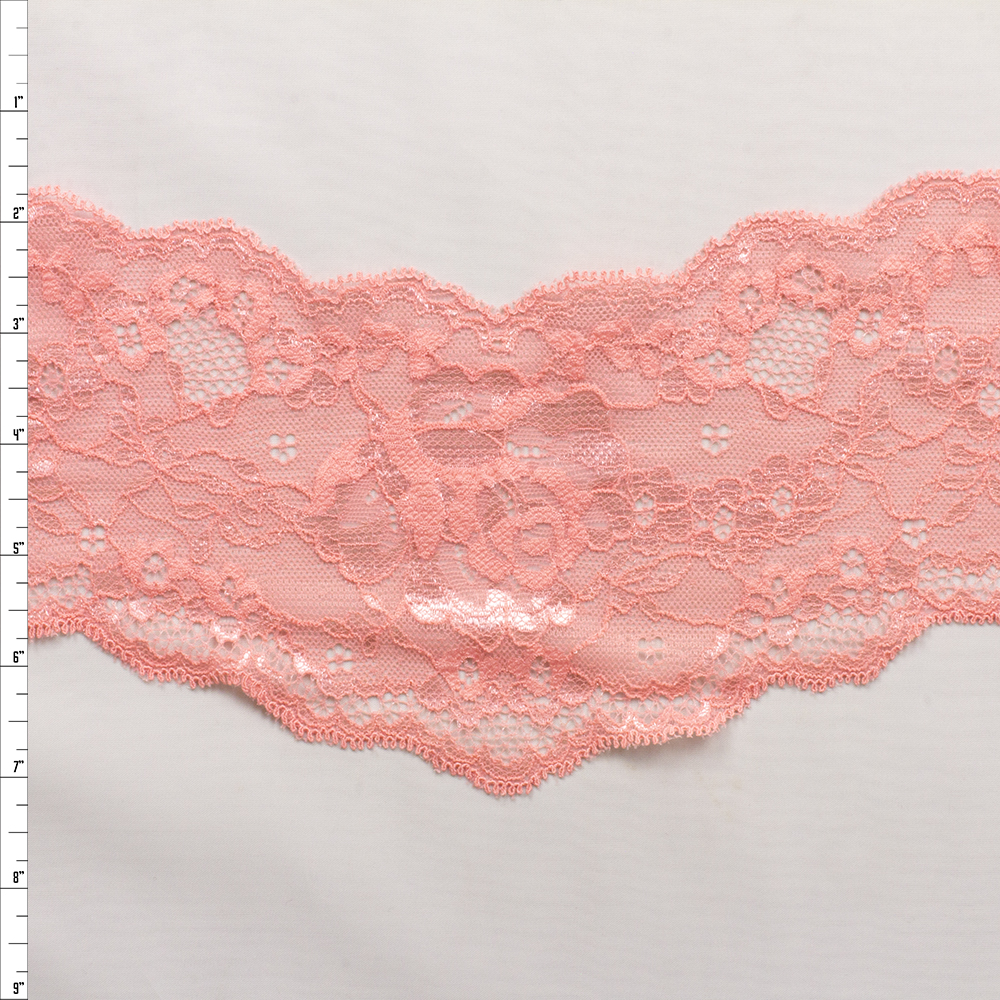 Coral 4” Designer Floral Stretch Lace V-Panel from ‘Hanky Panky’ Fabric By The Yard