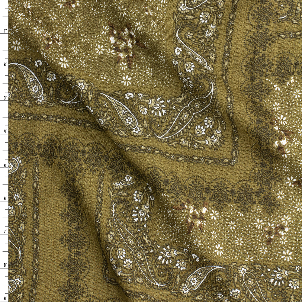 Olive Rayon Crinkle from Robert Kaufman #27066 Fabric By The Yard