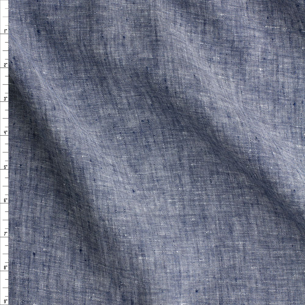 Denim Blue Chambray Irish Linen Fabric By The Yard