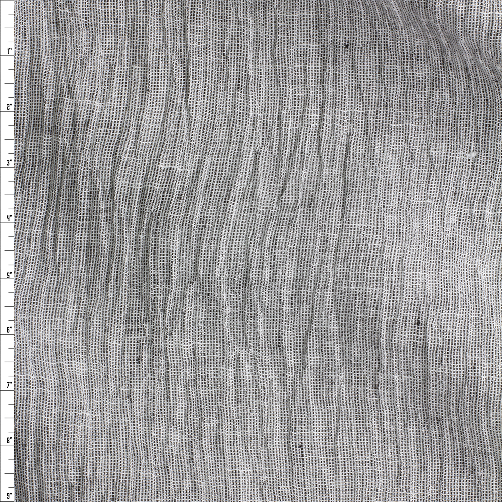 Black and White Crinkle Texture Linen Fabric By The Yard