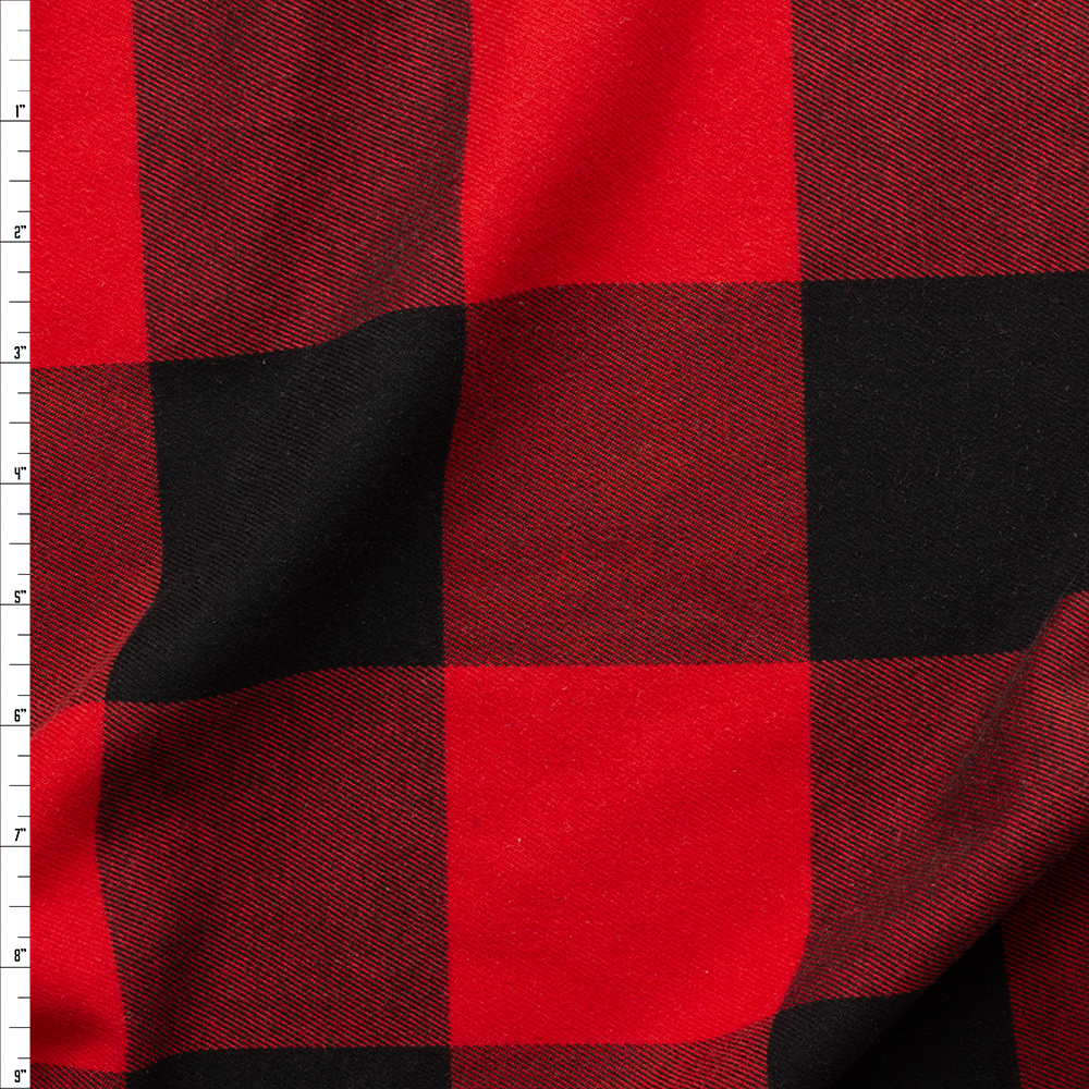 Red and Black 3” Buffalo Check Flannel #27134 Fabric By The Yard