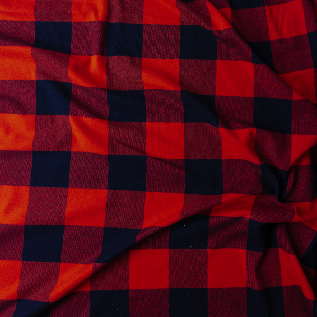 Red and Black 3” Buffalo Check Flannel #27134 Fabric By The Yard - Wide shot