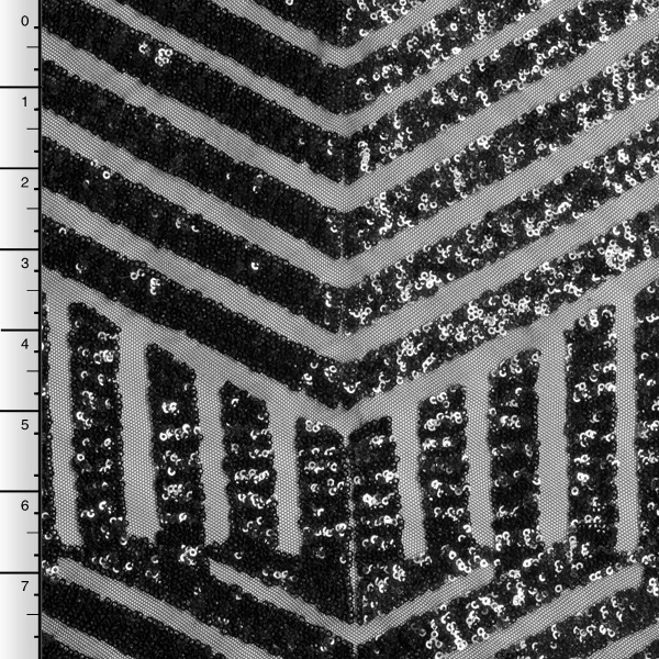 Black Geometric Stretch Micro Sequin Fabric