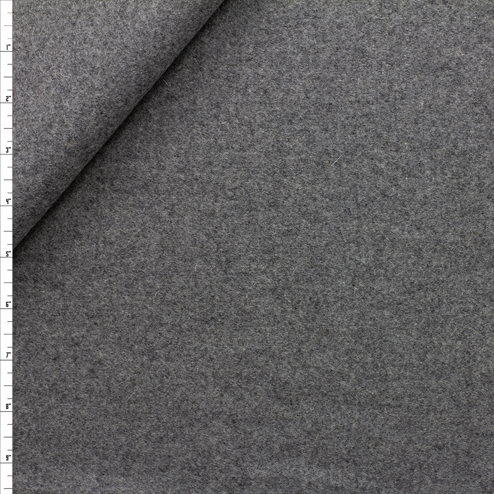 Heather Grey Heavyweight Wool Melton Fabric By The Yard