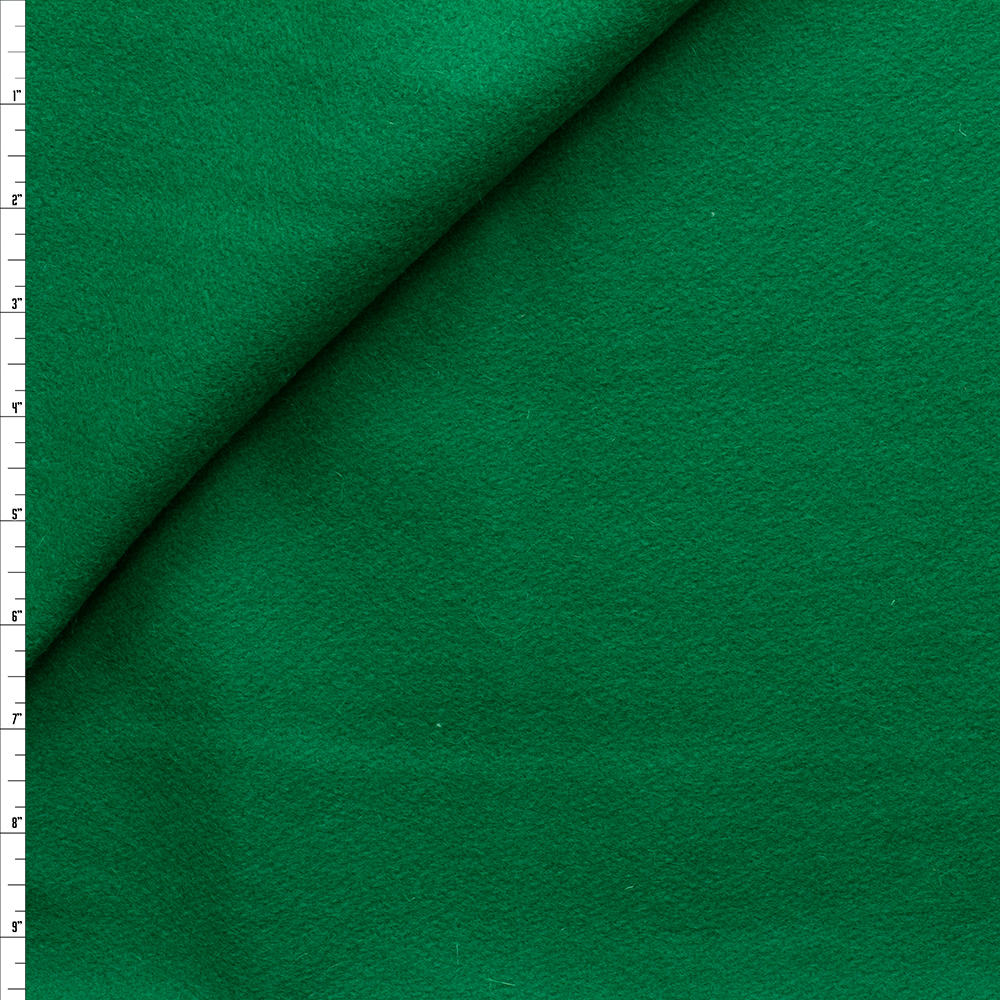 Green Heavyweight Wool Melton Fabric By The Yard