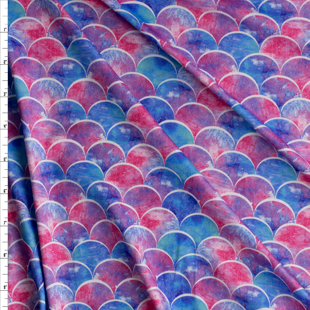 Snow Cone Mermaid Scales Double Brushed Poly/Spandex Fabric By The Yard