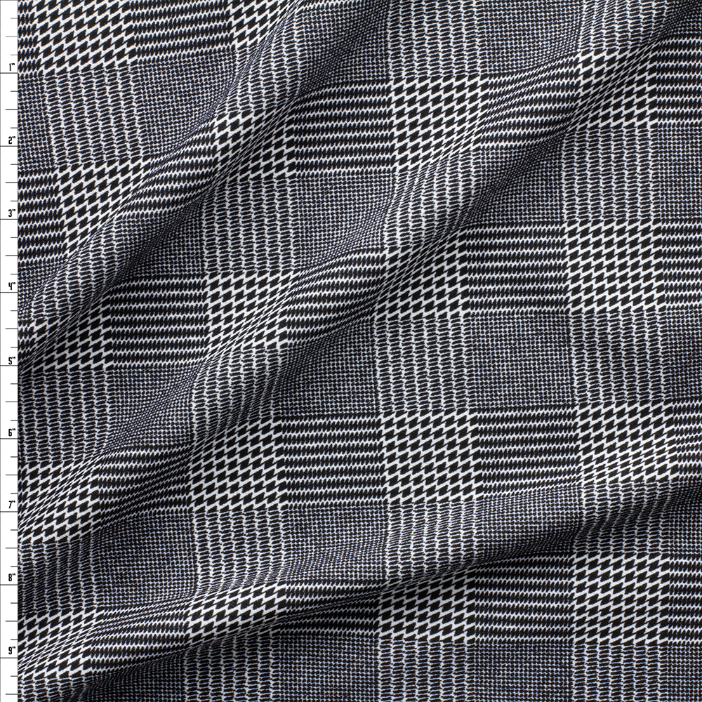 Black And White Glen Plaid Crepe Knit #27345 Fabric By The Yard