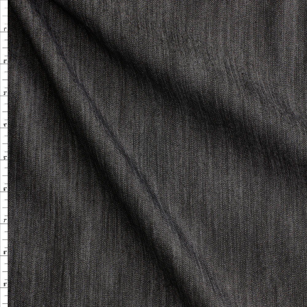 Black Textured Stretch Denim #27380 Fabric By The Yard