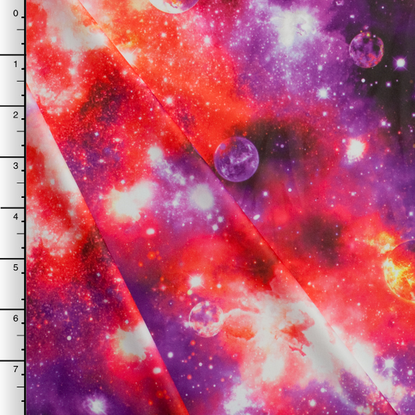 Vibrant Red/Purple Galaxy Print Nylon/Lycra