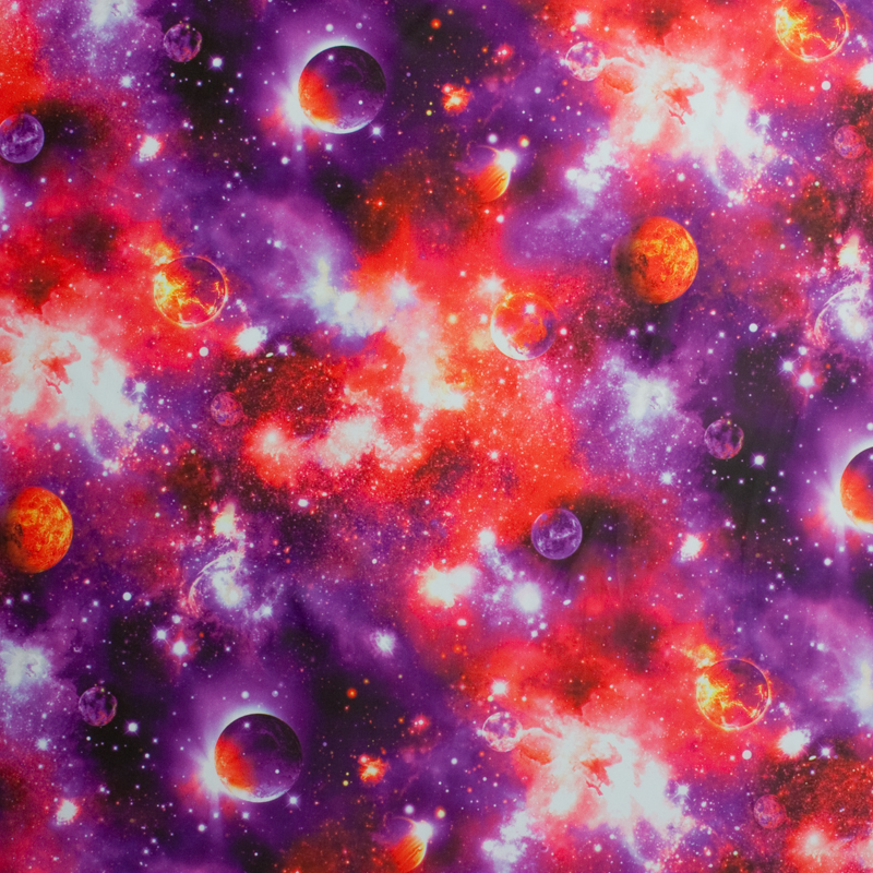 Vibrant Red/Purple Galaxy Print Nylon/Lycra