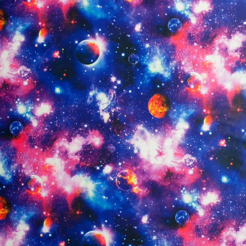 Vibrant Blue/Purple Galaxy Print Nylon/Lycra