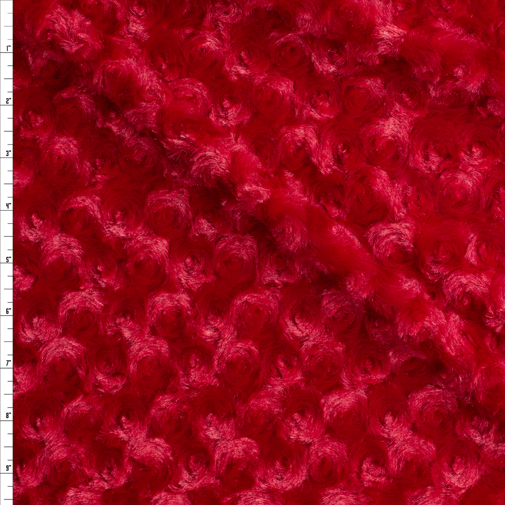 Red Rosette Cuddle Fur #27405 Fabric By The Yard