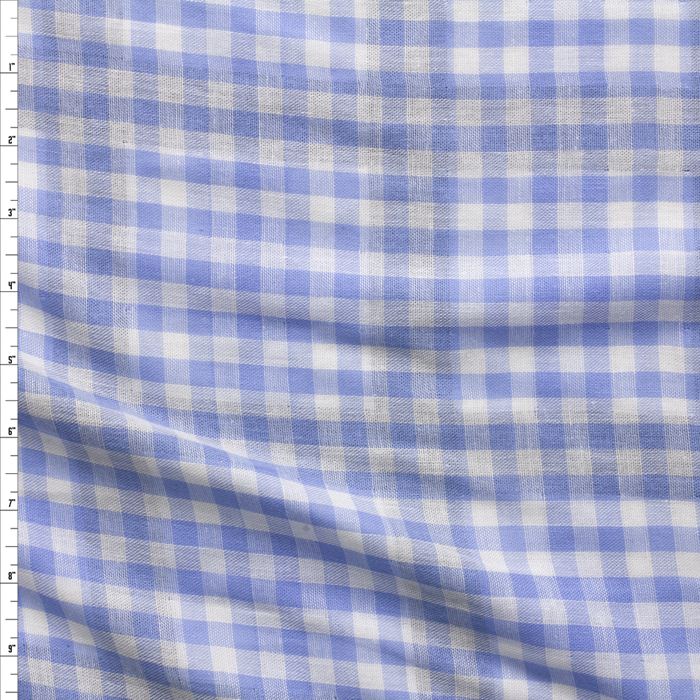 Navy, Sky, And White Plaid Reversible Double Gauze
