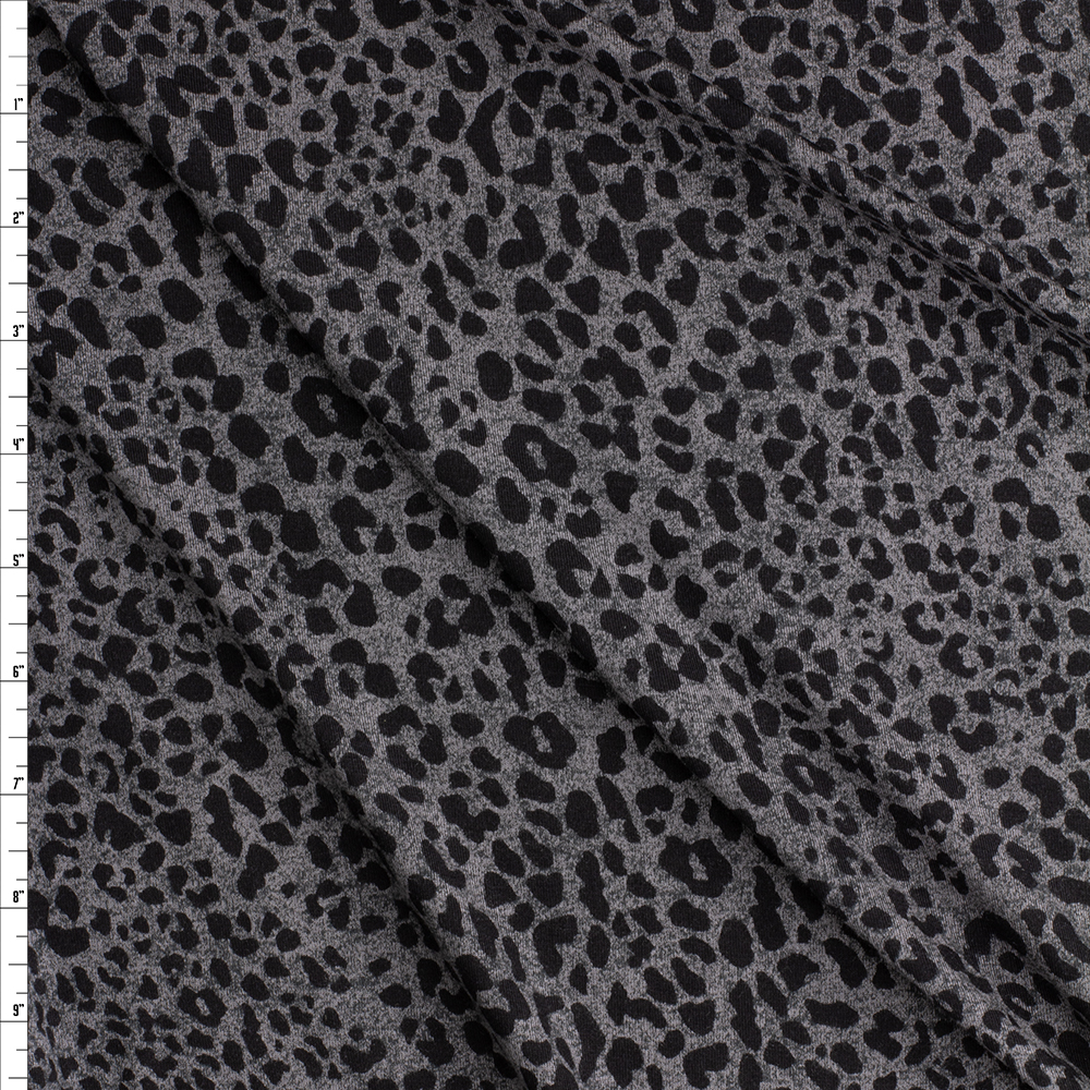 Black Cheetah On Charcoal Designer Rayon Jersey Knit #27476 Fabric By The Yard