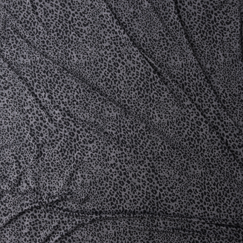 Black Cheetah On Charcoal Designer Rayon Jersey Knit #27476 Fabric By The Yard - Wide shot