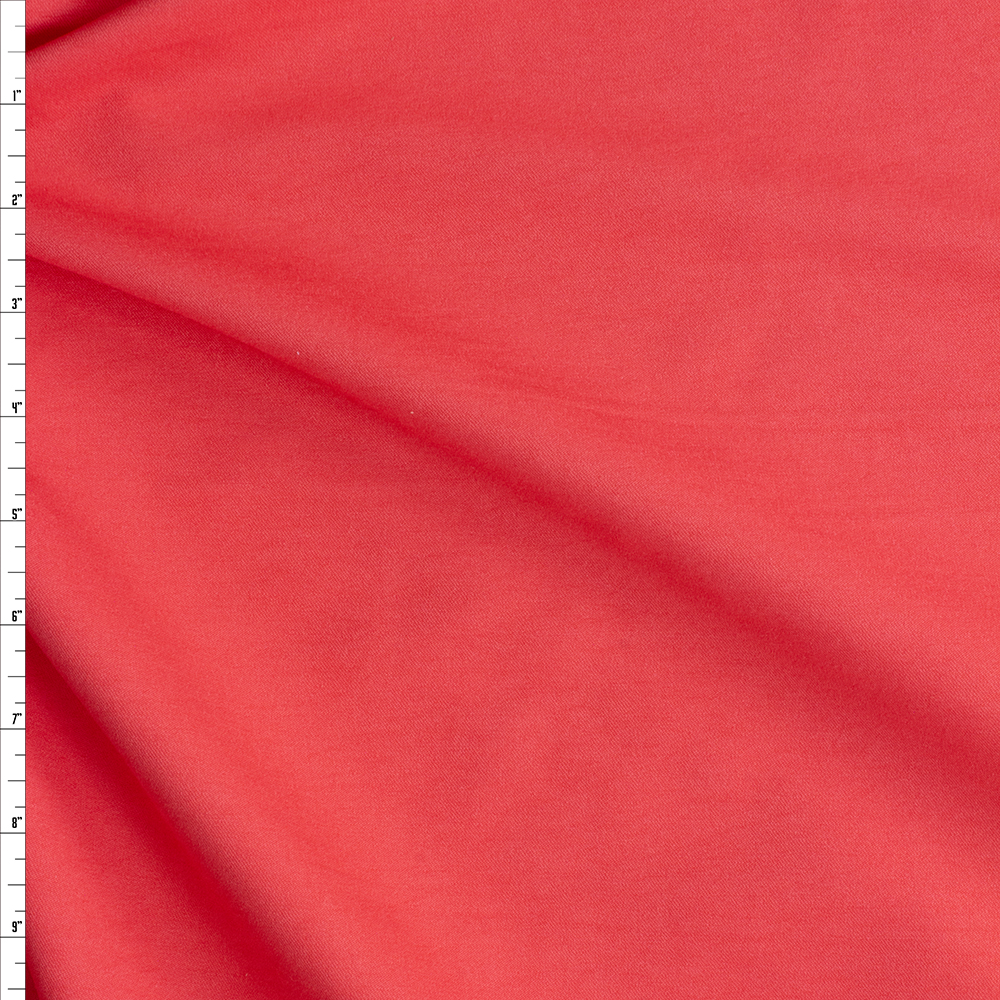 Bright Coral Designer Viscose Nylon Stretch Twill #27501 Fabric By The Yard