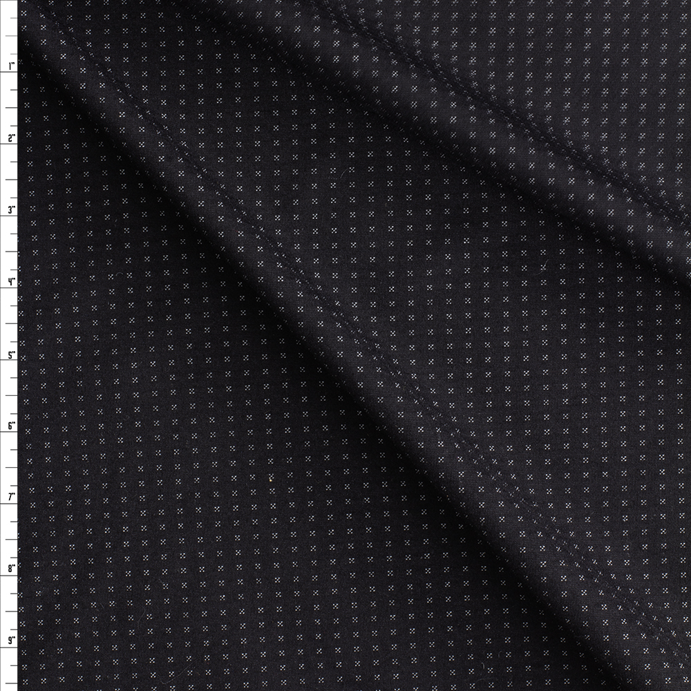 White Grid Dot On Black Ponte De Roma #27522 Fabric By The Yard
