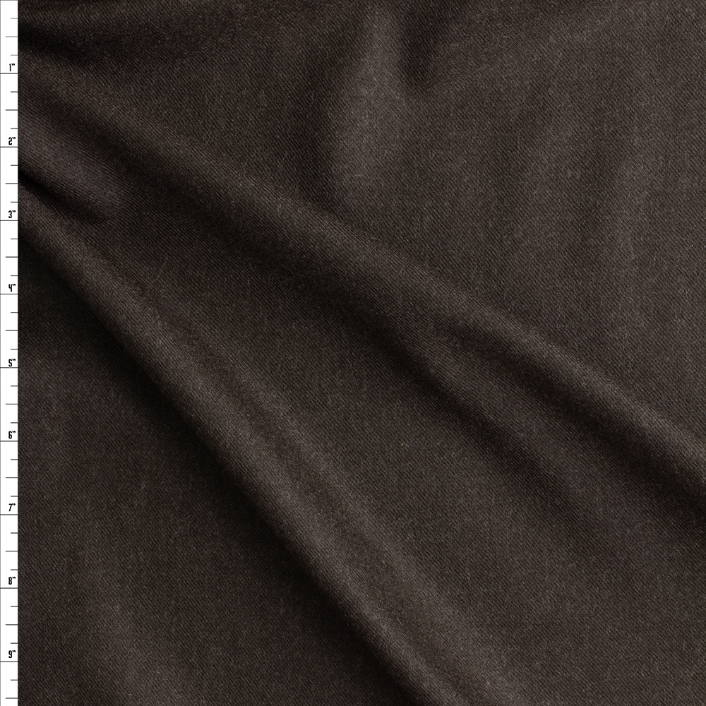 Dark Brown Designer Brushed Wool Suiting #27546 Fabric By The Yard
