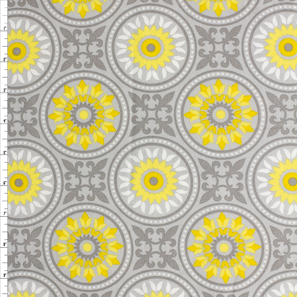 Mosaic Grey Cotton Novelty Print #27733 Fabric By The Yard