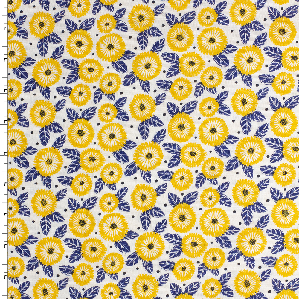 Orange Retro Flora Cotton Novelty Print #27739 Fabric By The Yard
