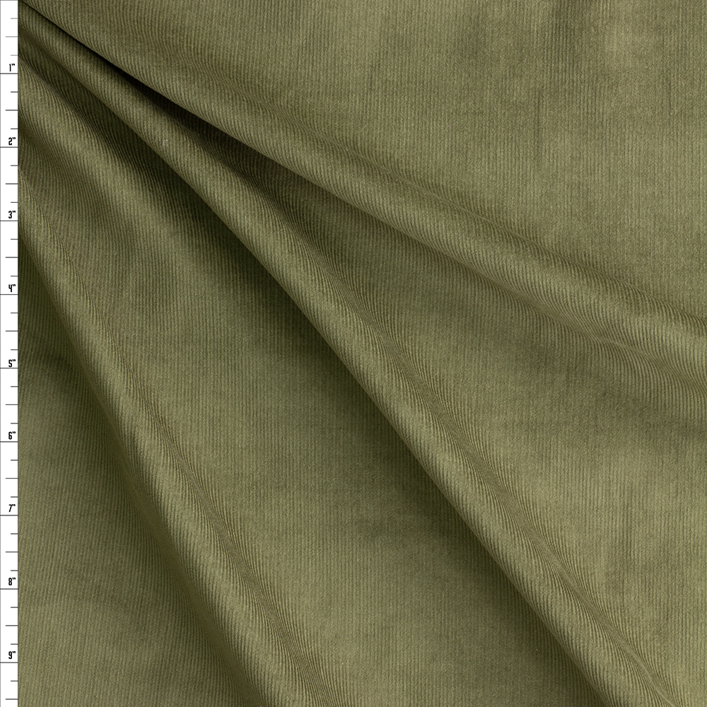 Olive Baby Wale Corduroy #27782 Fabric By The Yard