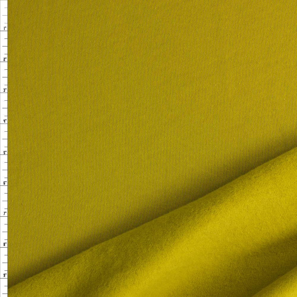Chartreuse Cotton Sweatshirt Fleece #27924 Fabric By The Yard