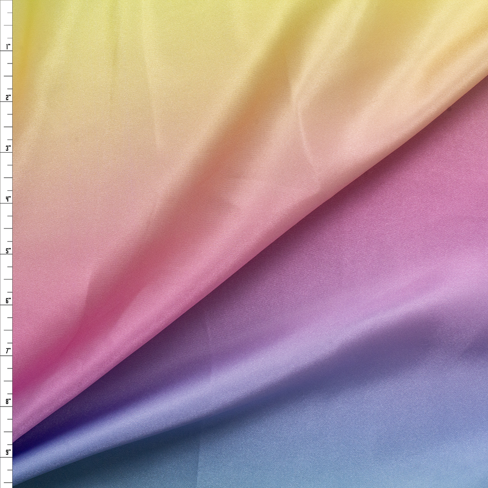 Light Rainbow Ombré Satin #27925 Fabric By The Yard
