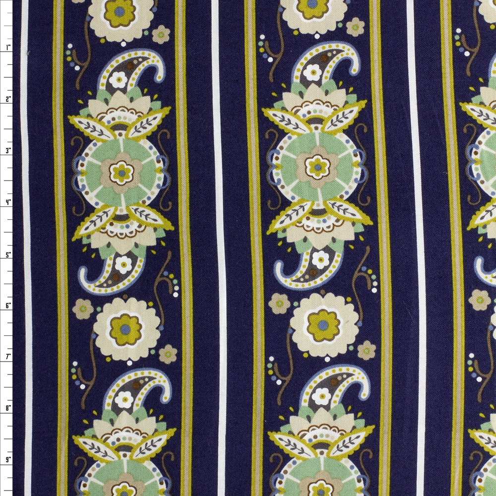 Indigo Garden Fifty/Fifty Stripe Quilter’s Cotton From Robert Kaufman #27970 Fabric By The Yard
