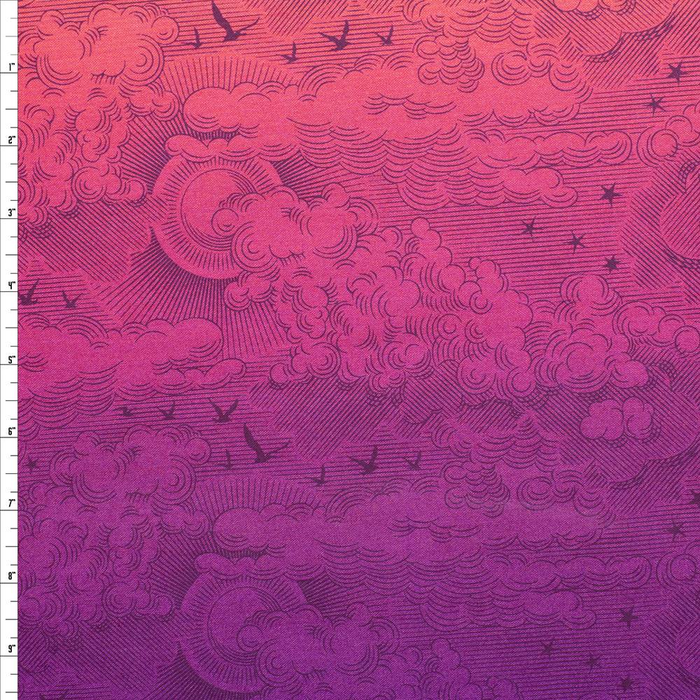 Dragonfruit Fluffy Clouds Cotton Print By Tula Pink #28039 Fabric By The Yard