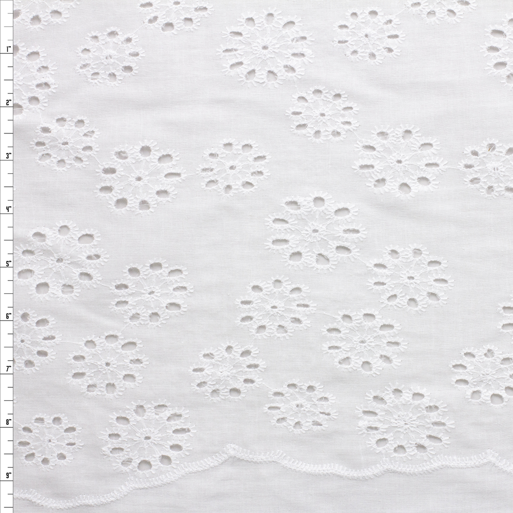White Flower Burst Cotton Eyelet #28060 Fabric By The Yard