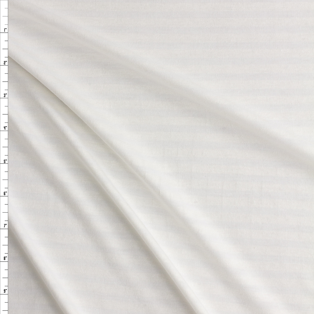 White On White Horizontal Mini Stripe Rayon/Spandex Jersey #28080 Fabric By The Yard