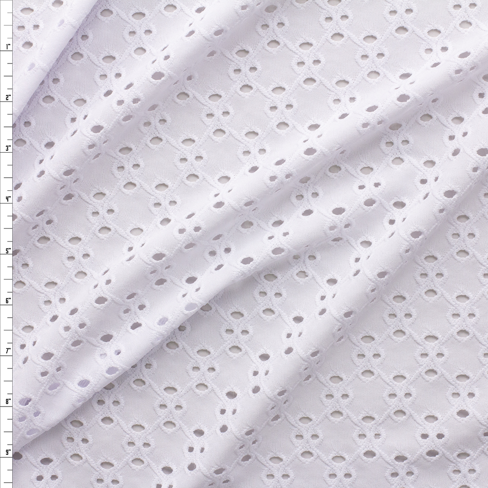 White Poly/Spandex Eyelet Knit #28096 Fabric By The Yard