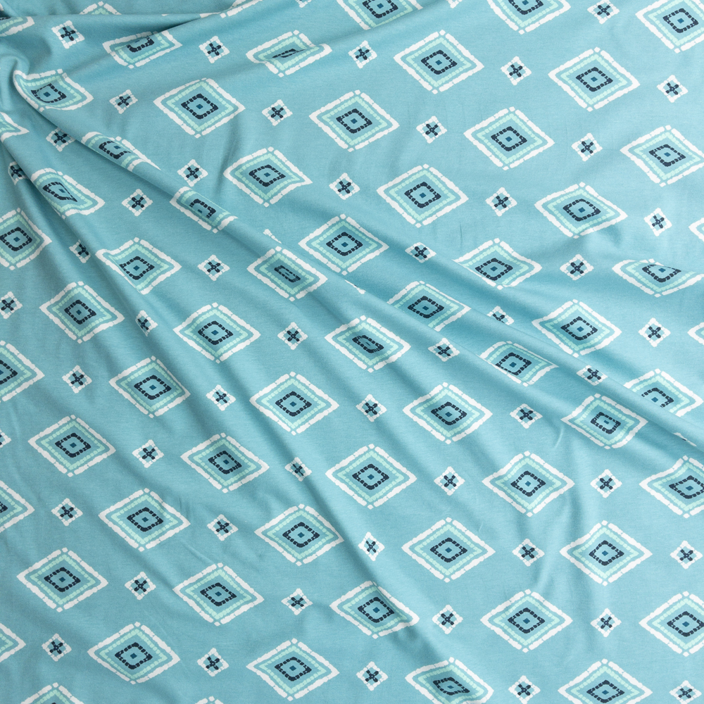 Zanafi Aqua Stretch Cotton Jersey Knit From Art Gallery Fabrics Fabric By The Yard - Wide shot