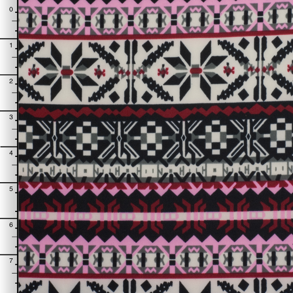Pink, Burgundy, and Ivory Winter Tribal Scuba Knit