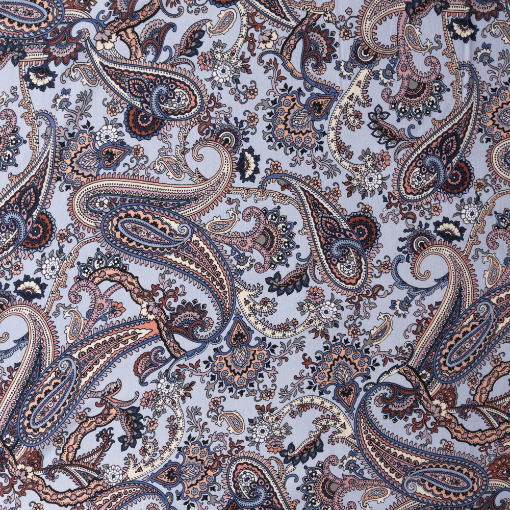 Paisleys On Pale Blue Rayon Gauze #28192 Fabric By The Yard - Wide shot