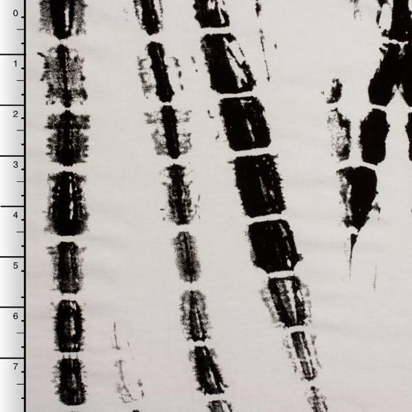 Black on White Grunge Streaked Stretch Jersey Knit