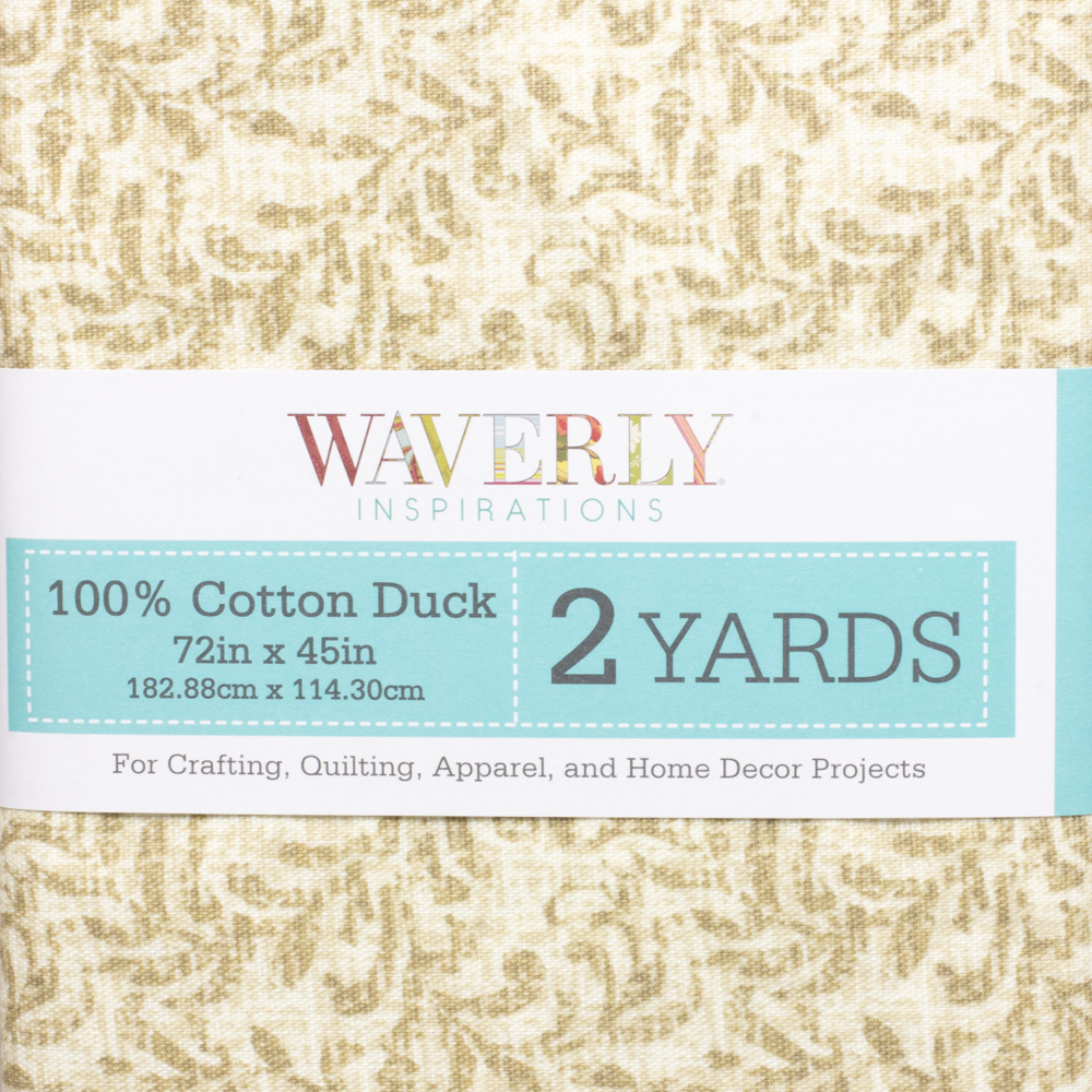 Tan Distressed Scrolling Vines Cotton Duck By Waverly (2Y Precut) Fabric By The Yard - Wide shot