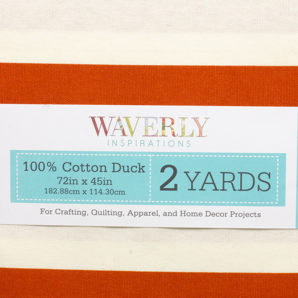 Dark Orange And Ivory Stripe Cotton Duck By Waverly (2Y Precut) Fabric By The Yard - Wide shot