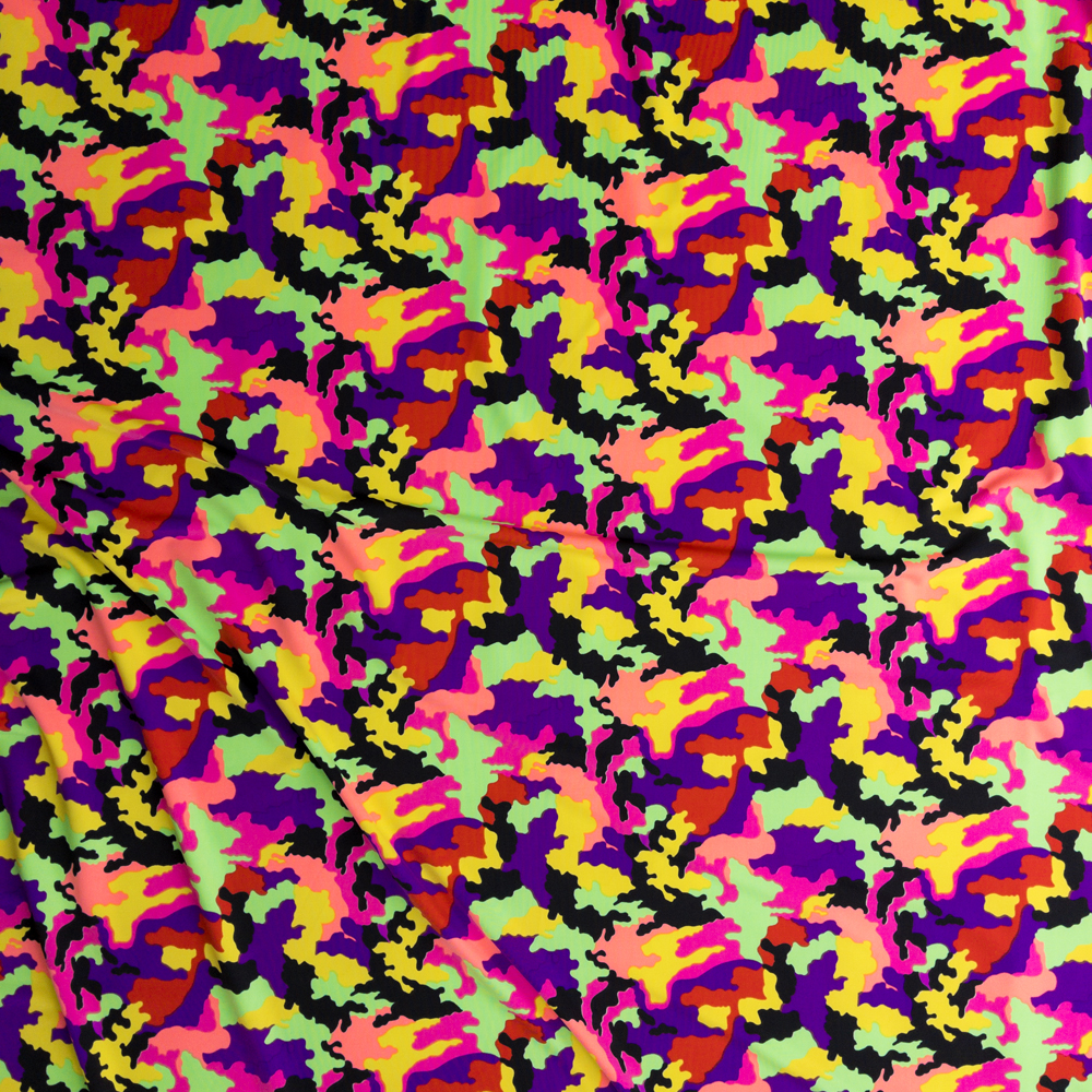 Neon Camouflage Designer Nylon/Spandex #28224 Fabric By The Yard - Wide shot
