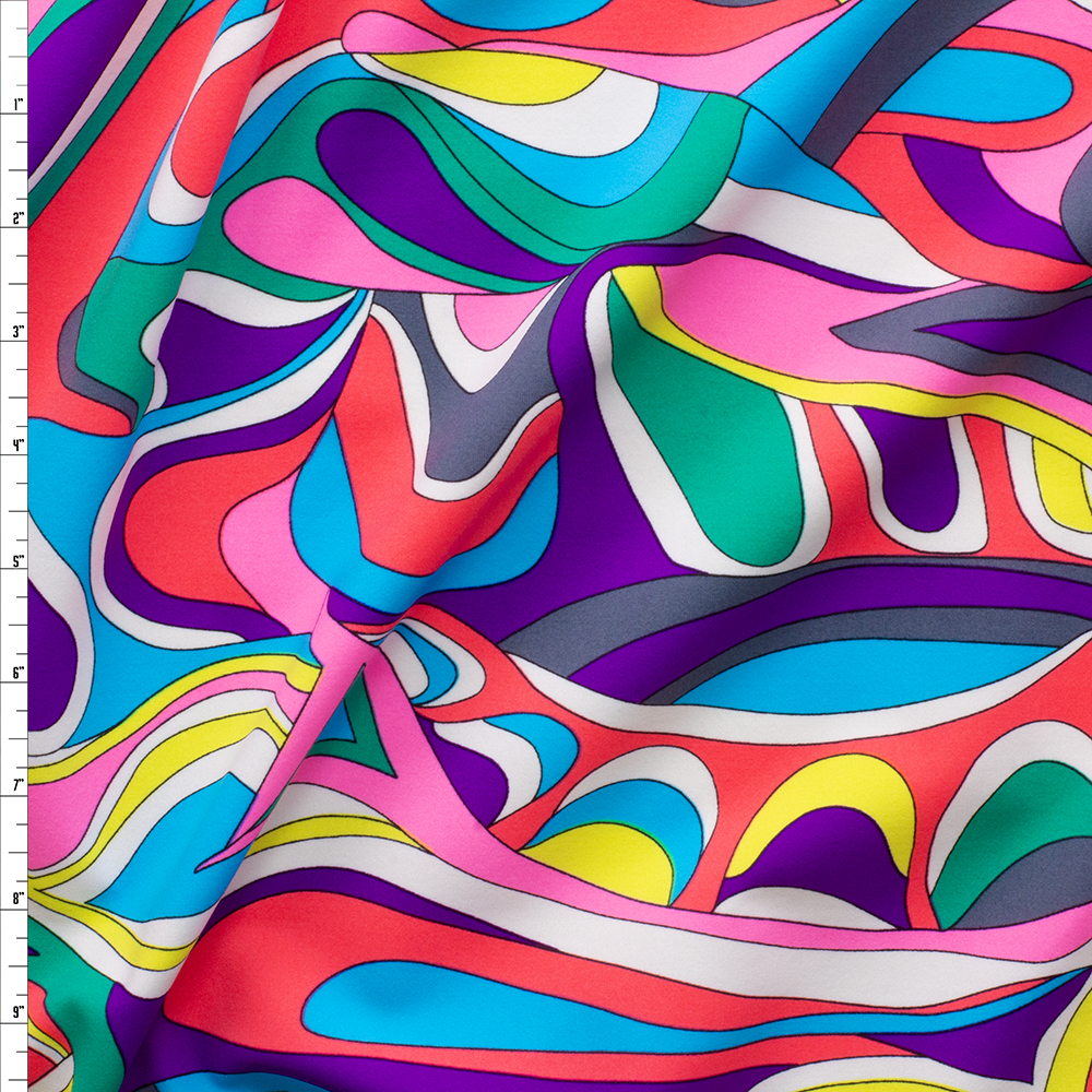 Bright Swirling Abstract Designer Nylon/Spandex #28225 Fabric By The Yard