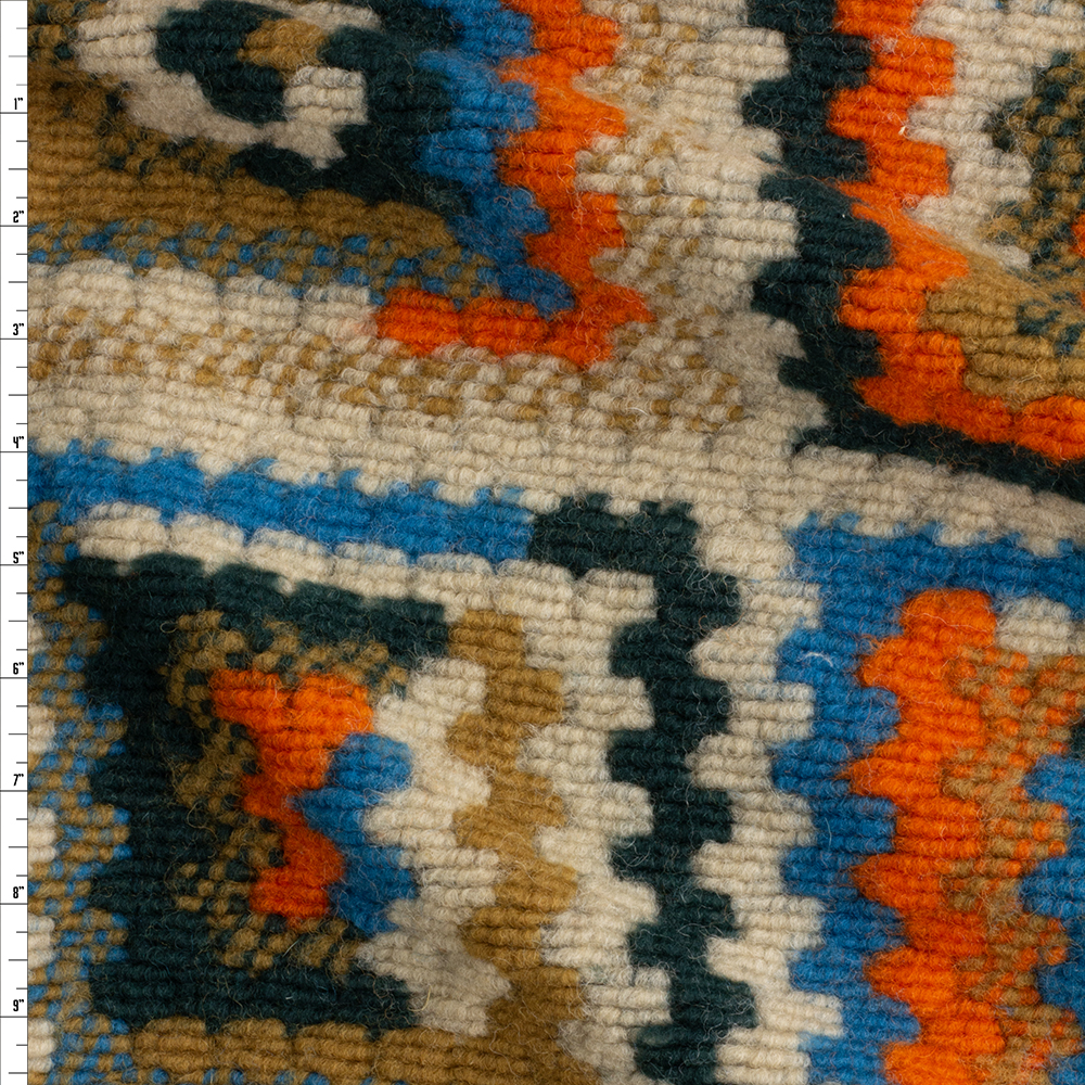 Retro Granny Square Italian Chunky Sweater Knit Fabric By The Yard