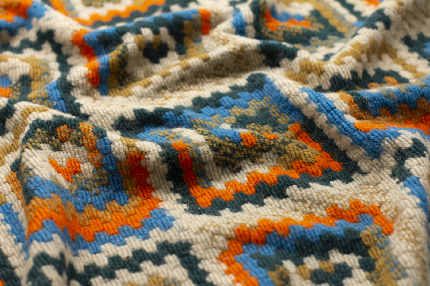 Retro Granny Square Italian Chunky Sweater Knit Fabric By The Yard