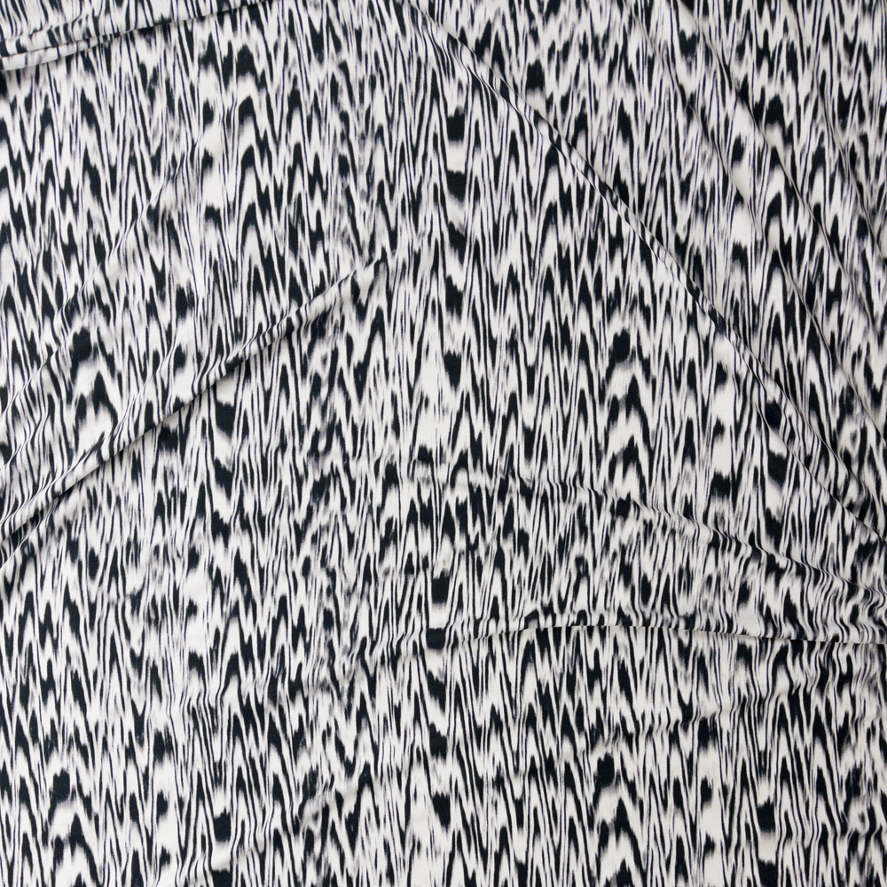 Black, White, And Gray Abstract Swirl Designer Rayon Jersey #28293 Fabric By The Yard - Wide shot